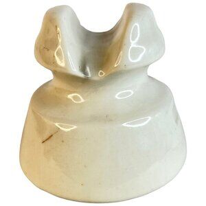 Ceramic White Glazed Knox Insulator Saddle Top Telephone Wire VTG Porcelain Chip